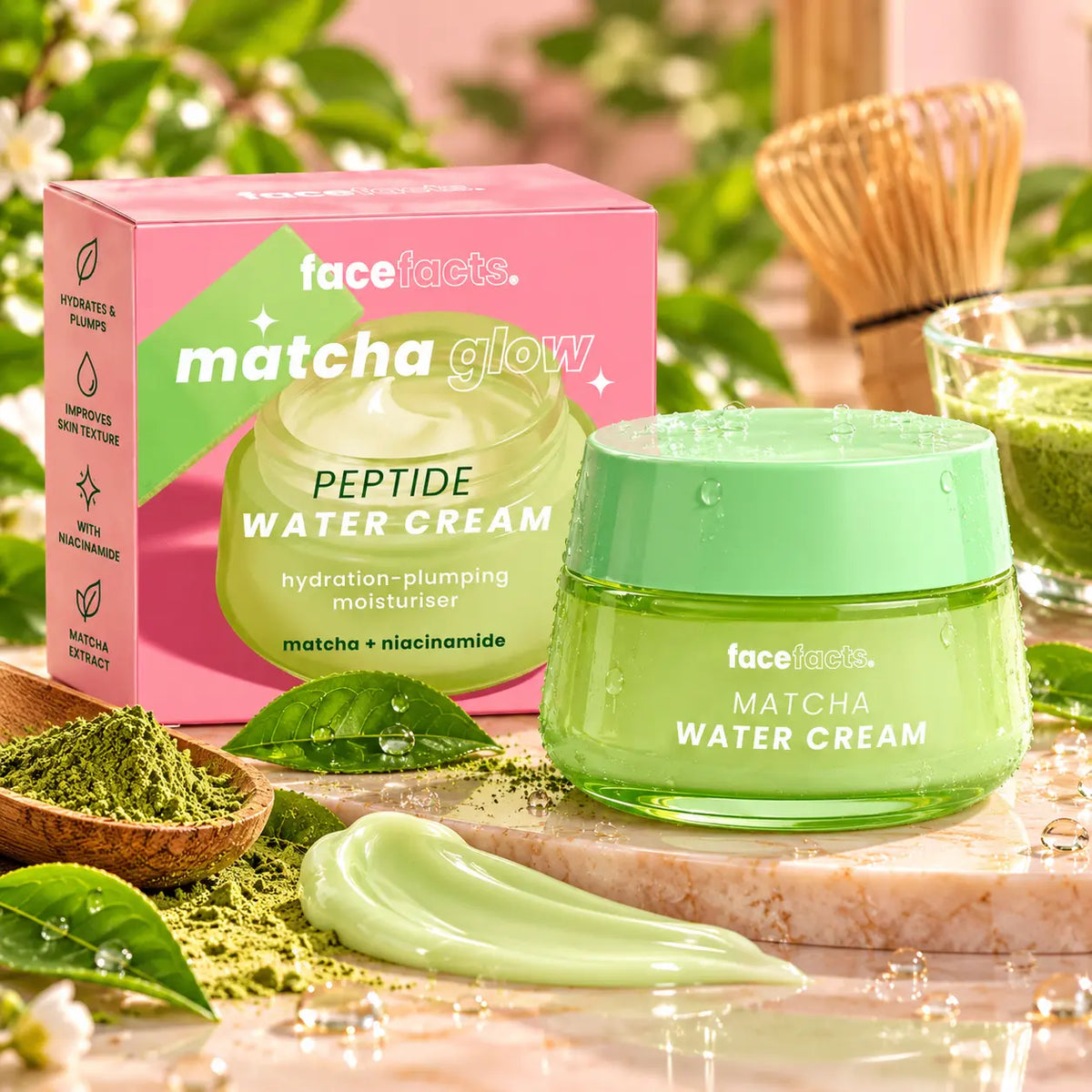 Crème Hydratante Gel-Eau Face Facts Matcha Glow — Peptides & Niacinamide — 50 ml
