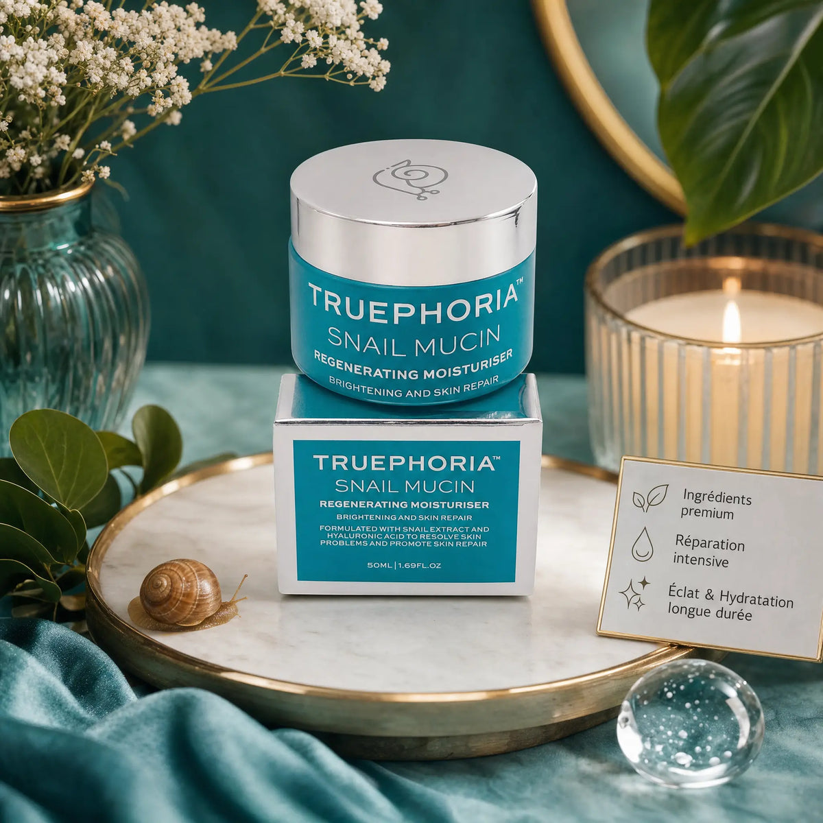 Crème Régénérante Truephoria Snail Mucin – Bave d'Escargot & Acide Hyaluronique 50 ml