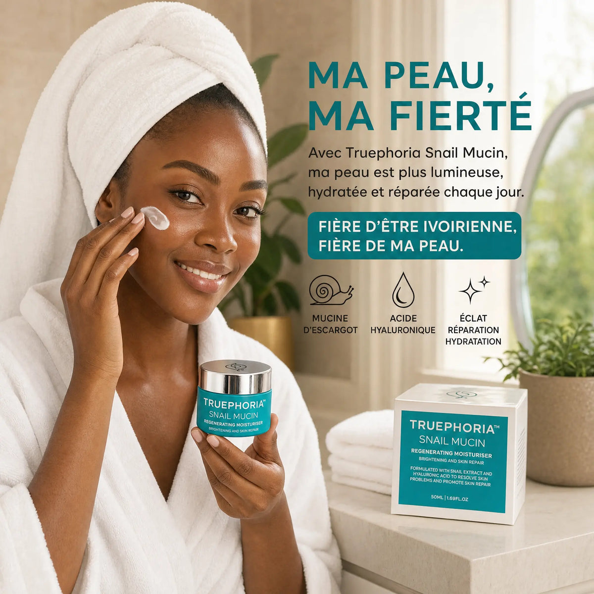 Crème Régénérante Truephoria Snail Mucin – Bave d'Escargot & Acide Hyaluronique 50 ml