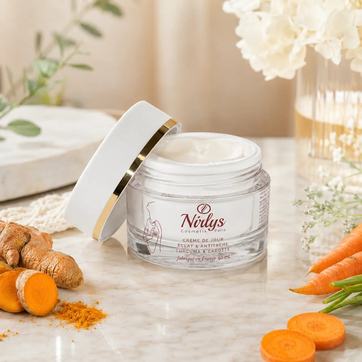 Crème de Jour Visage Nirlys Éclat & Anti-Taches Curcuma & Carotte — 50 ml