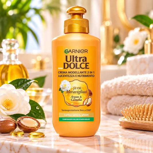 Crème de Soin 2-en-1 Garnier Ultra Doux Argan & Camélia — Cheveux Secs — 200 ml