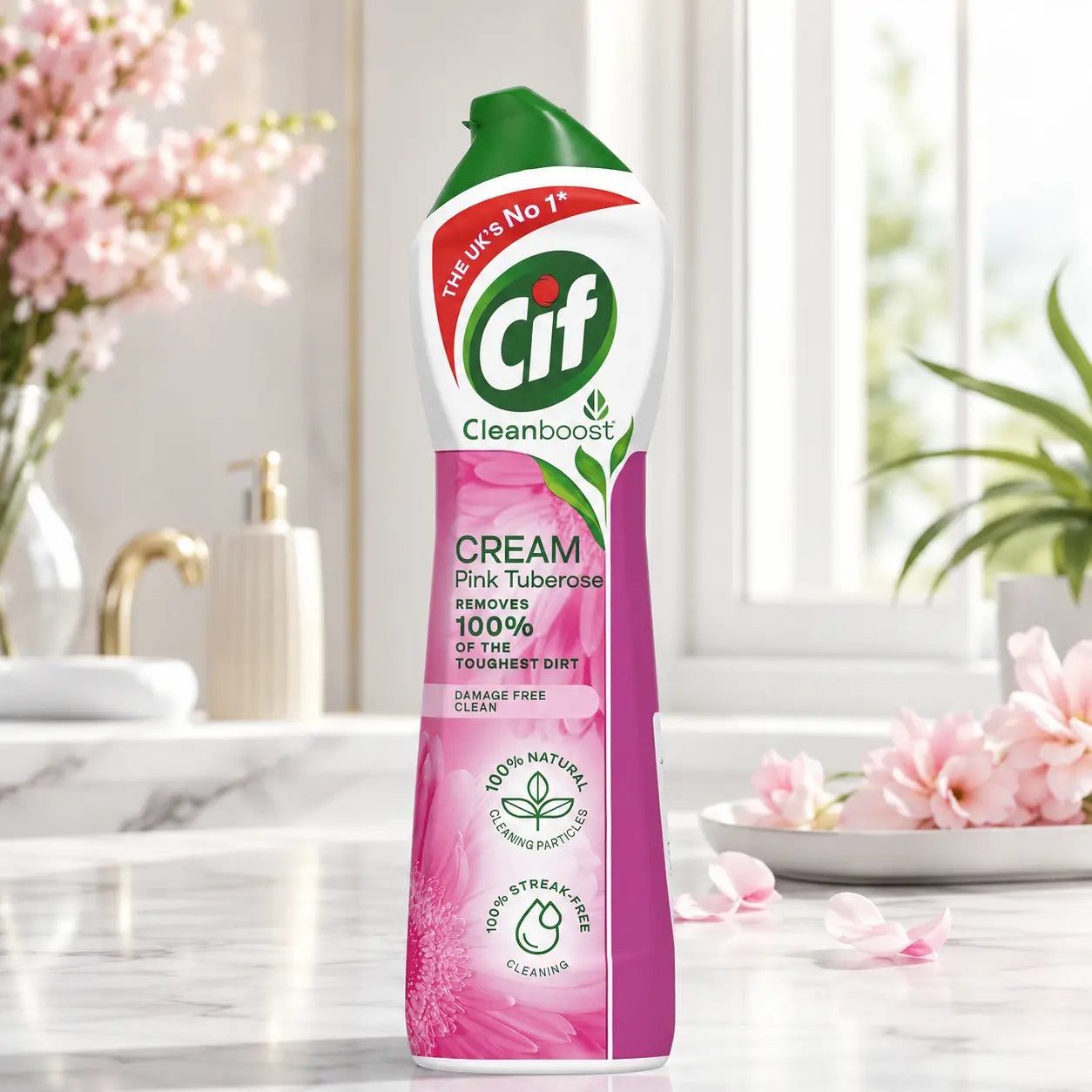 Crème nettoyante abrasive Cif Cleanboost Pink Tuberose — 500 ml