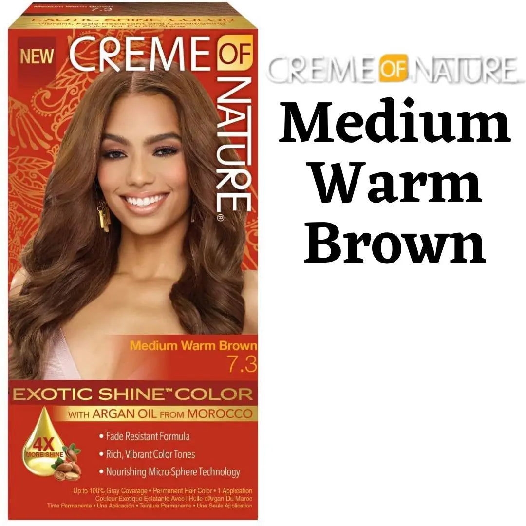 Creme of Nature Permanent Hair Exotic Shine Color Medium warm Brown 7.3 CREME OF NATURE COL