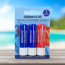 Charger l&#39;image dans la galerie, DermaV10 Lot de 3 baumes à lèvres Original et Strawberry DERMAV10
