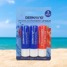 Charger l&#39;image dans la galerie, DermaV10 Lot de 3 baumes à lèvres Original et Strawberry DERMAV10
