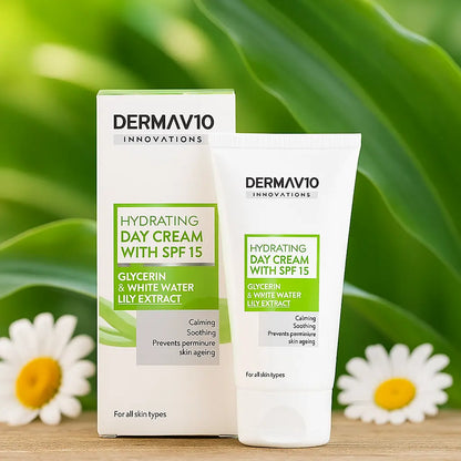 Crème de Jour Hydratante Dermav10 Glycérine & Nénuphar SPF 15 — 50 ml