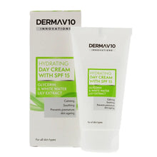 Charger l&#39;image dans la galerie, Dermav10 Crème de jour hydratante à la glycérine et à l&#39;extrait de nénuphar blanc SPF15 - 50ml DERMAV10
