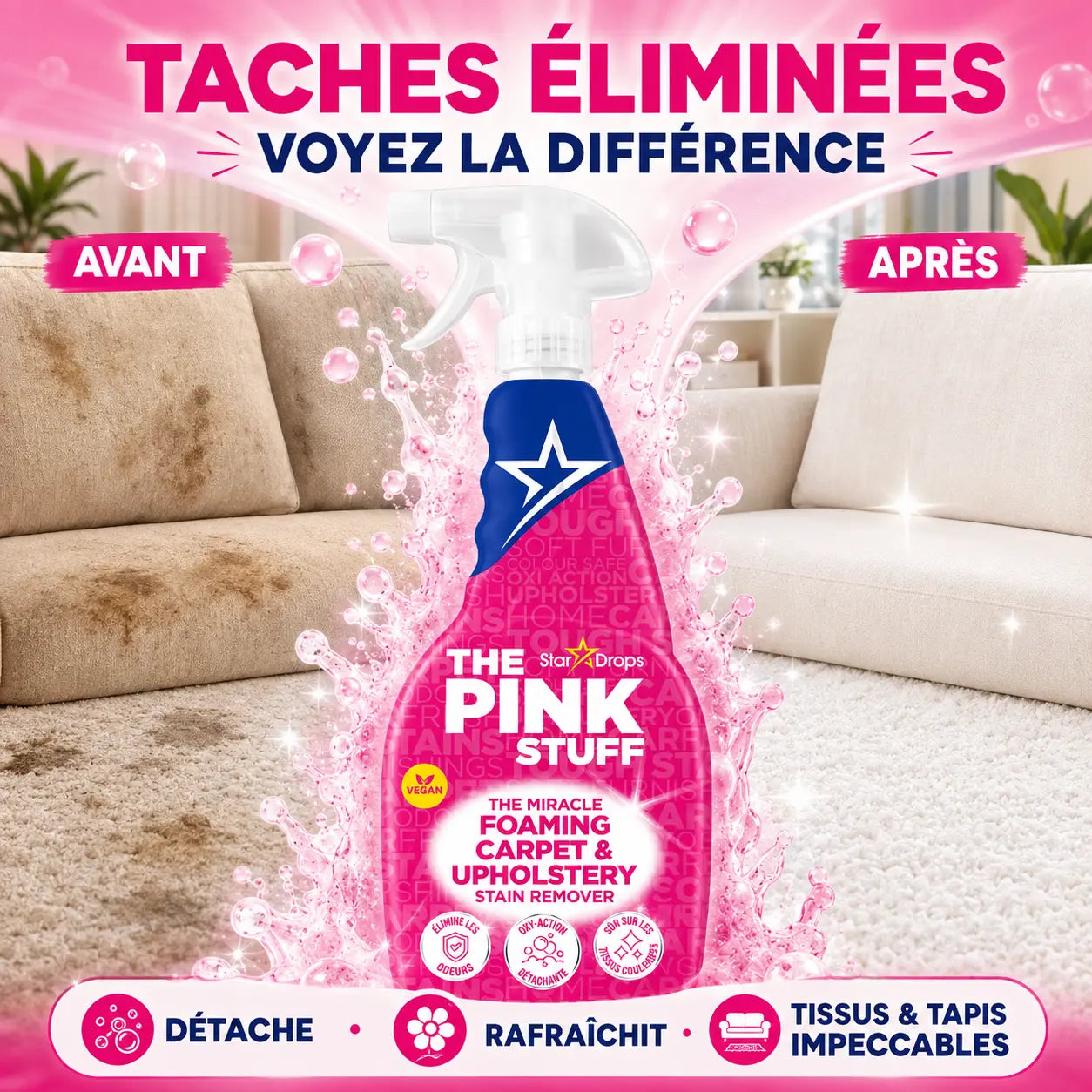 Détachant Moquette & Tissus The Pink Stuff Foaming Carpet & Upholstery — 500 ml