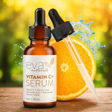 Charger l&#39;image dans la galerie, EVA Sérum à la vitamine C Plus avec sérum à l&#39;acide hyaluronique, rétinol, niacinamide et acide salicylique  pour le visage - Anti-âge EVA
