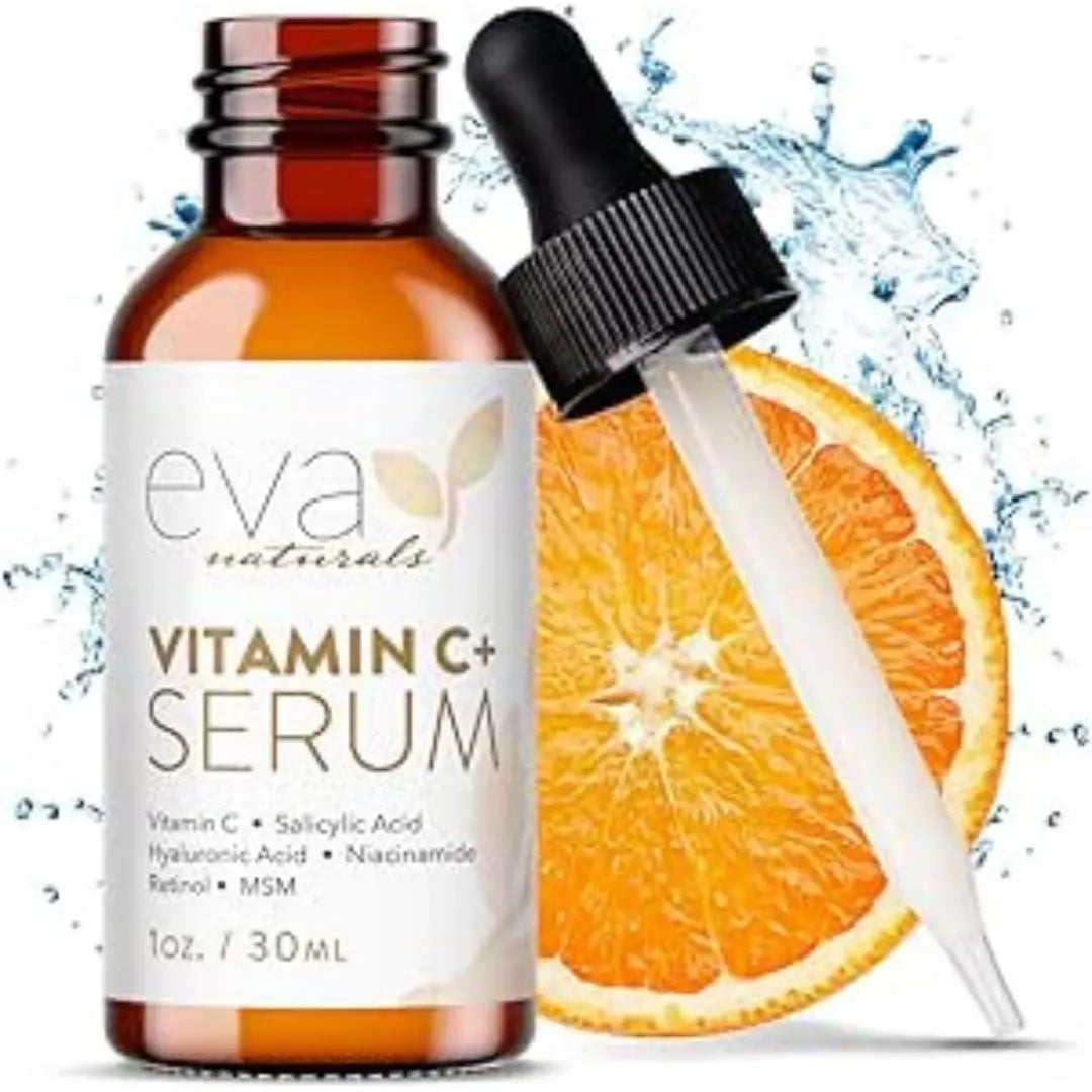 EVA Sérum à la vitamine C Plus avec sérum à l'acide hyaluronique, rétinol, niacinamide et acide salicylique  pour le visage - Anti-âge EVA