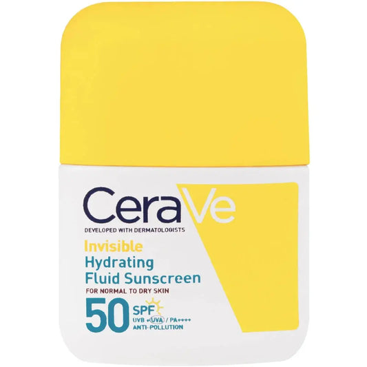 Fluide Solaire Visage CeraVe Invisible Dry Touch SPF50+ Peau Sèche — 50 ml