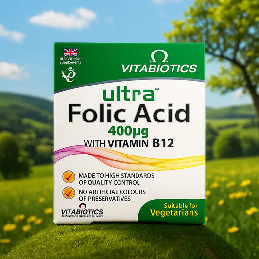 Folic Acid 400 µg avec Vitamine B12 – Vitabiotics MHT MULTI SERVICES