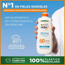 Charger l&#39;image dans la galerie, Garnier Delial Sensitive Advanced Crème Solaire SPF50+ 400 ml GARNIER
