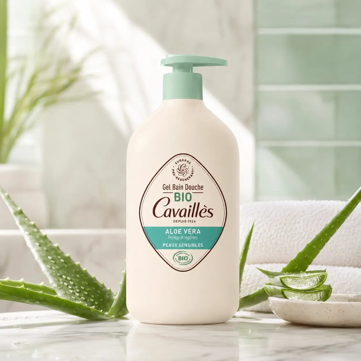 Gel Bain & Douche Surgras Bio Rogé Cavaillès Aloe Vera Peaux Sensibles — 1 L