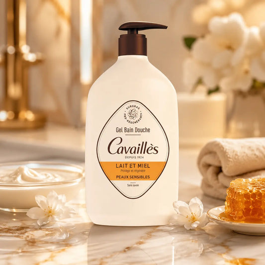 Gel Bain & Douche Surgras Rogé Cavaillès Lait et Miel Peaux Sensibles — 1 L