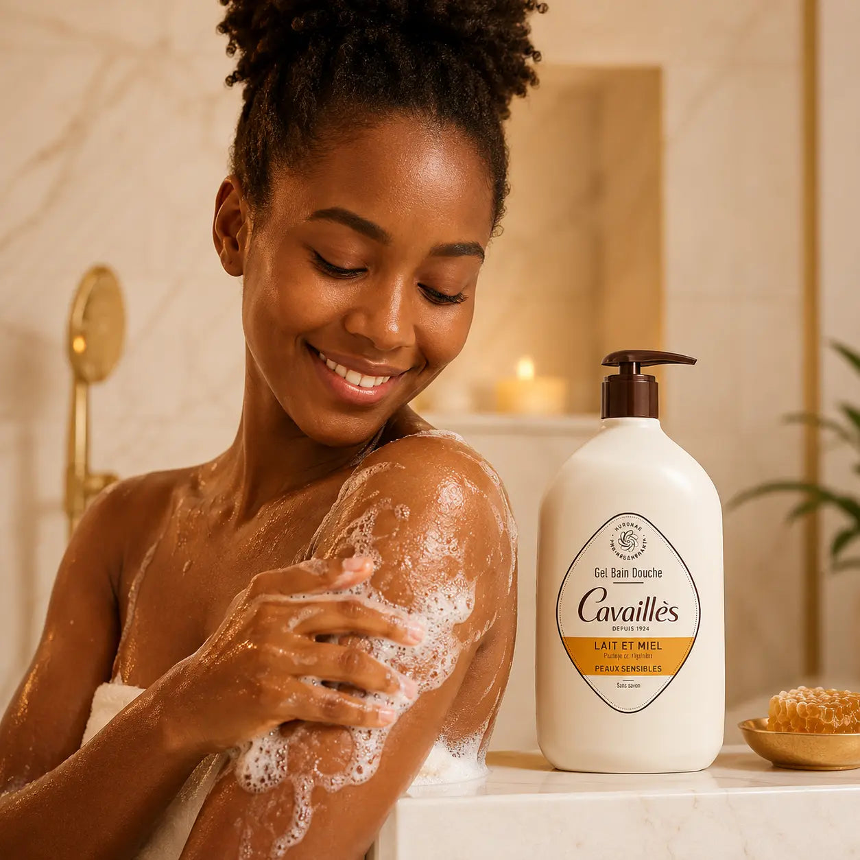 Gel Bain & Douche Surgras Rogé Cavaillès Lait et Miel Peaux Sensibles — 1 L