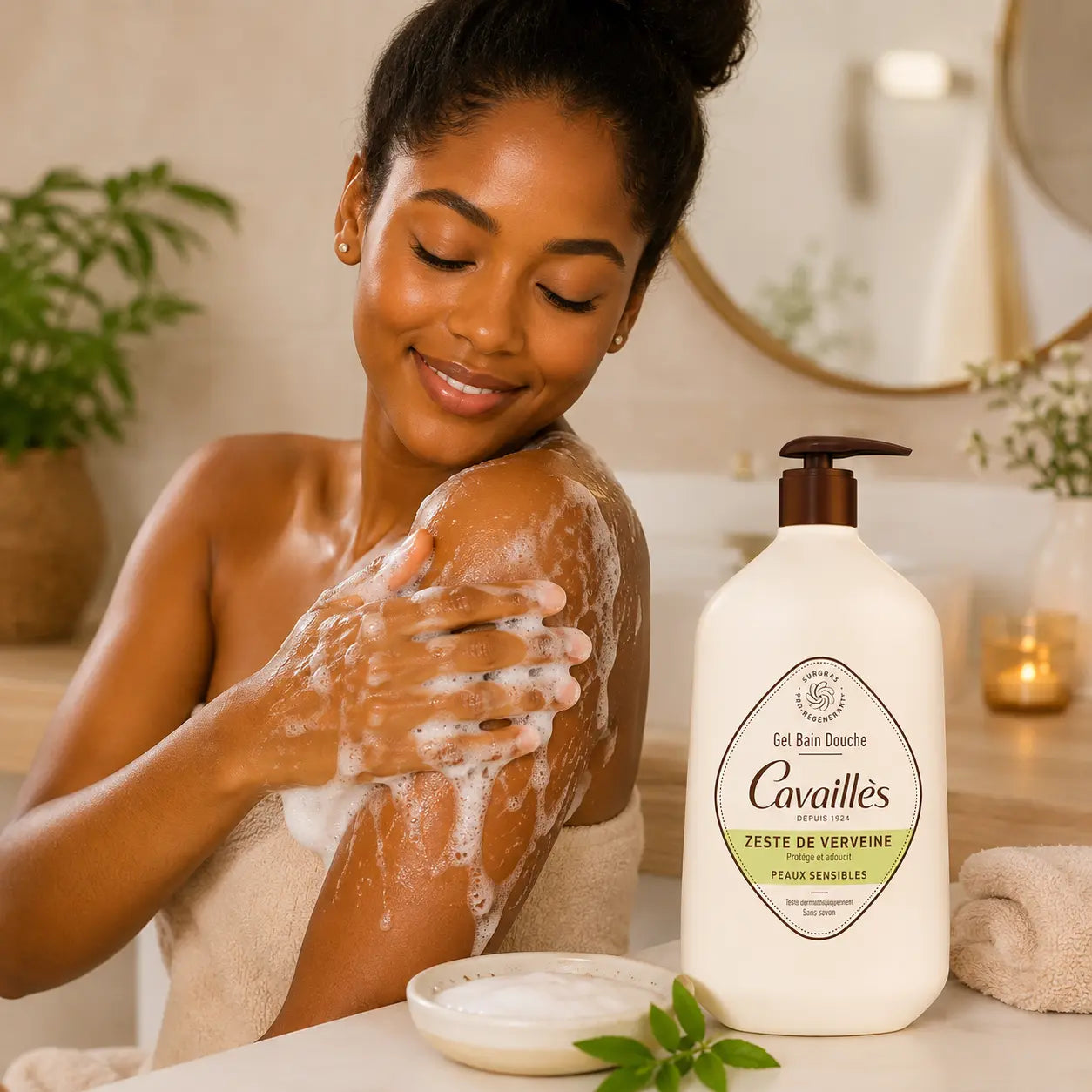 Gel Bain & Douche Surgras Rogé Cavaillès Zeste de Verveine Peaux Sensibles — 1 L