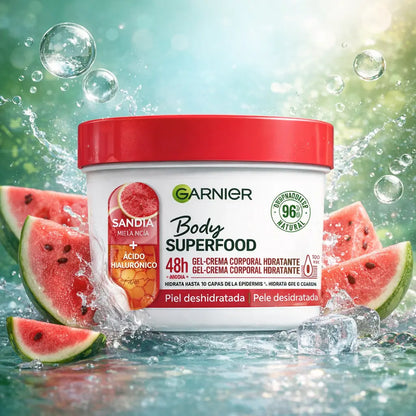 Gel-Crème Corps Garnier Body Superfood Pastèque & Acide Hyaluronique – 380 ml
