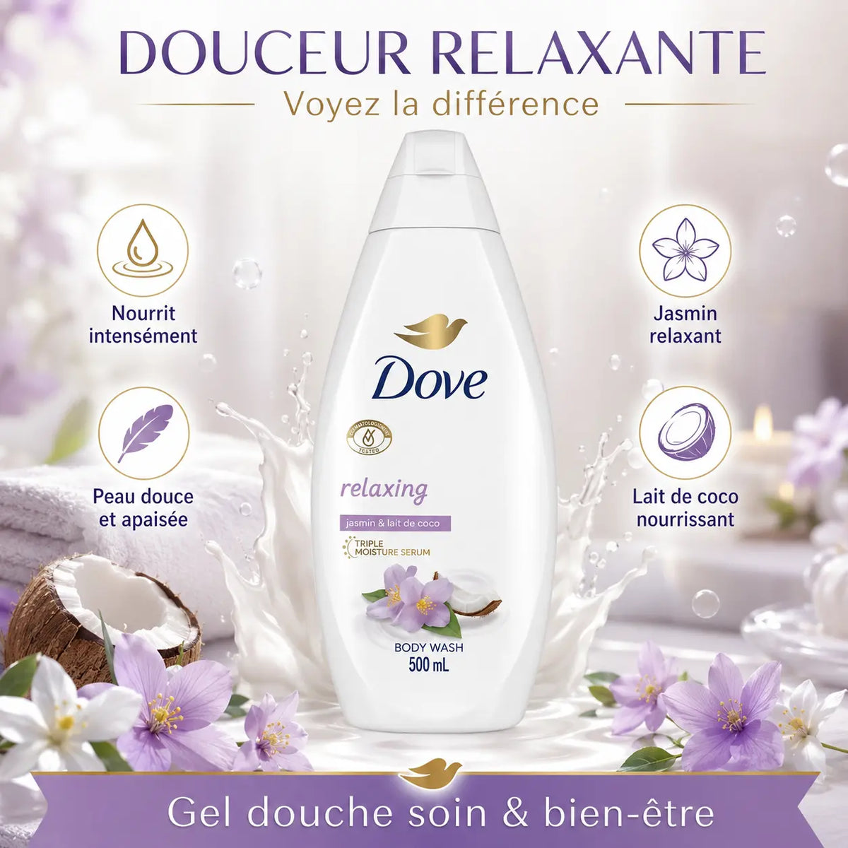 Gel Douche Hydratant Dove Coconut Milk & Jasmine Petals — 500 ml Dove
