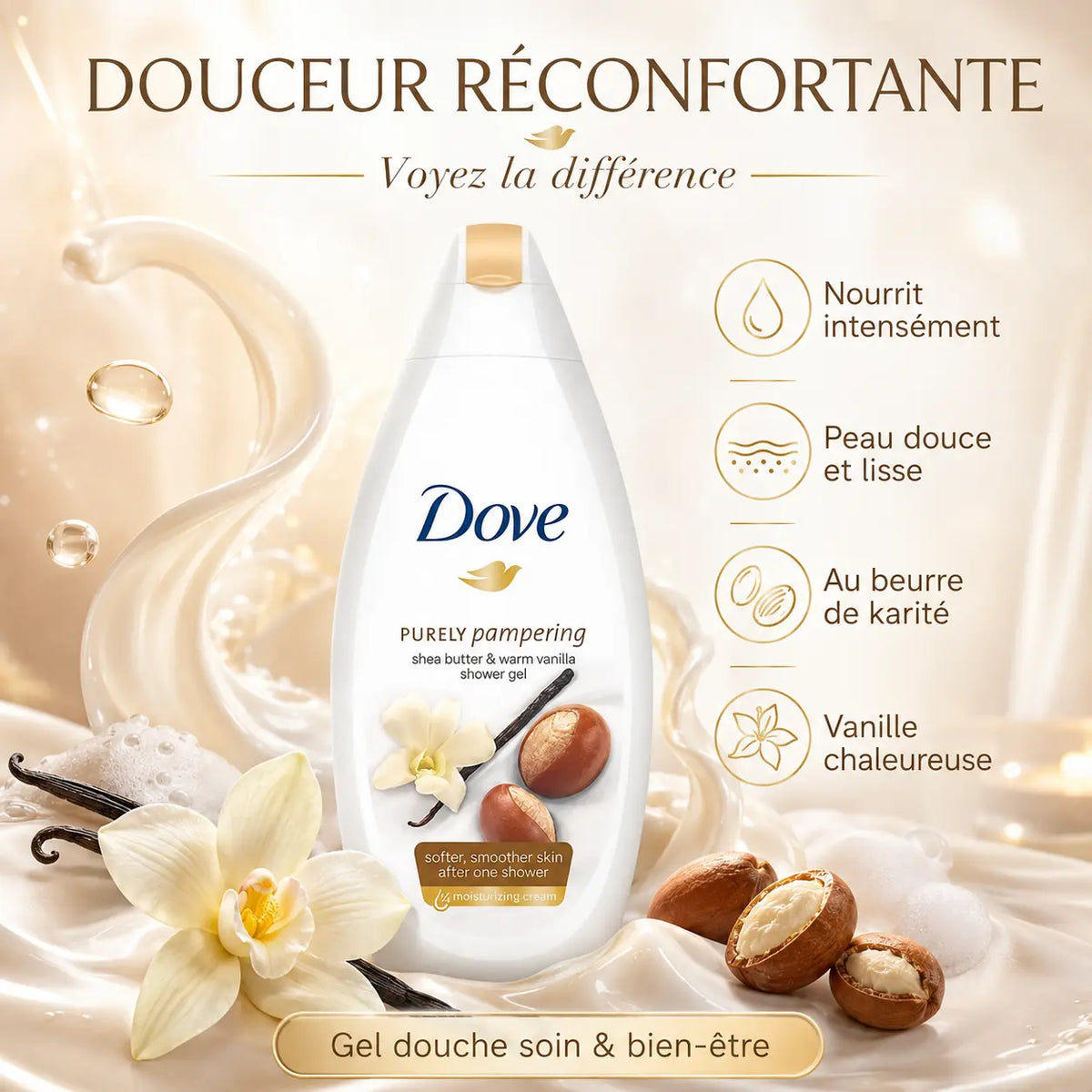 Gel Douche Hydratant Dove Purely Pampering Karité & Vanille — 750 ml Dove