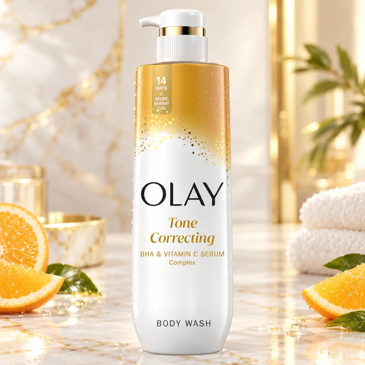 Gel Douche Unifiant Olay Tone Correcting — BHA & Sérum Vitamine C — 591 ml