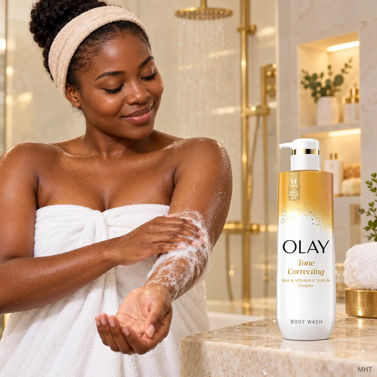 Gel Douche Unifiant Olay Tone Correcting — BHA & Sérum Vitamine C — 591 ml