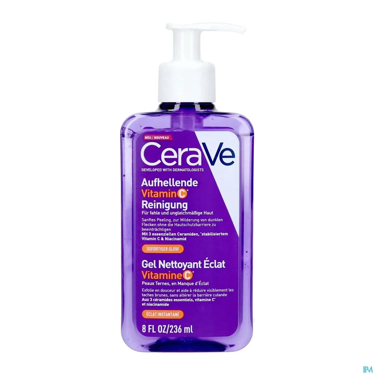 Gel Nettoyant Éclat Vitamine C CeraVe — Peaux Ternes — 236 ml