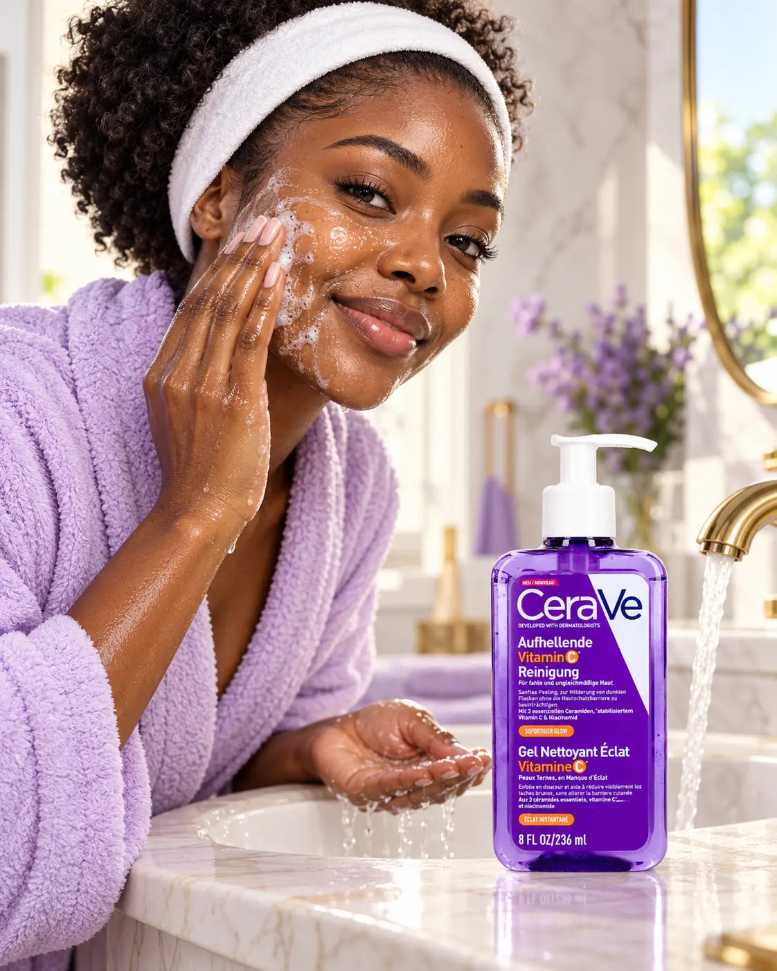 Gel Nettoyant Éclat Vitamine C CeraVe — Peaux Ternes — 236 ml