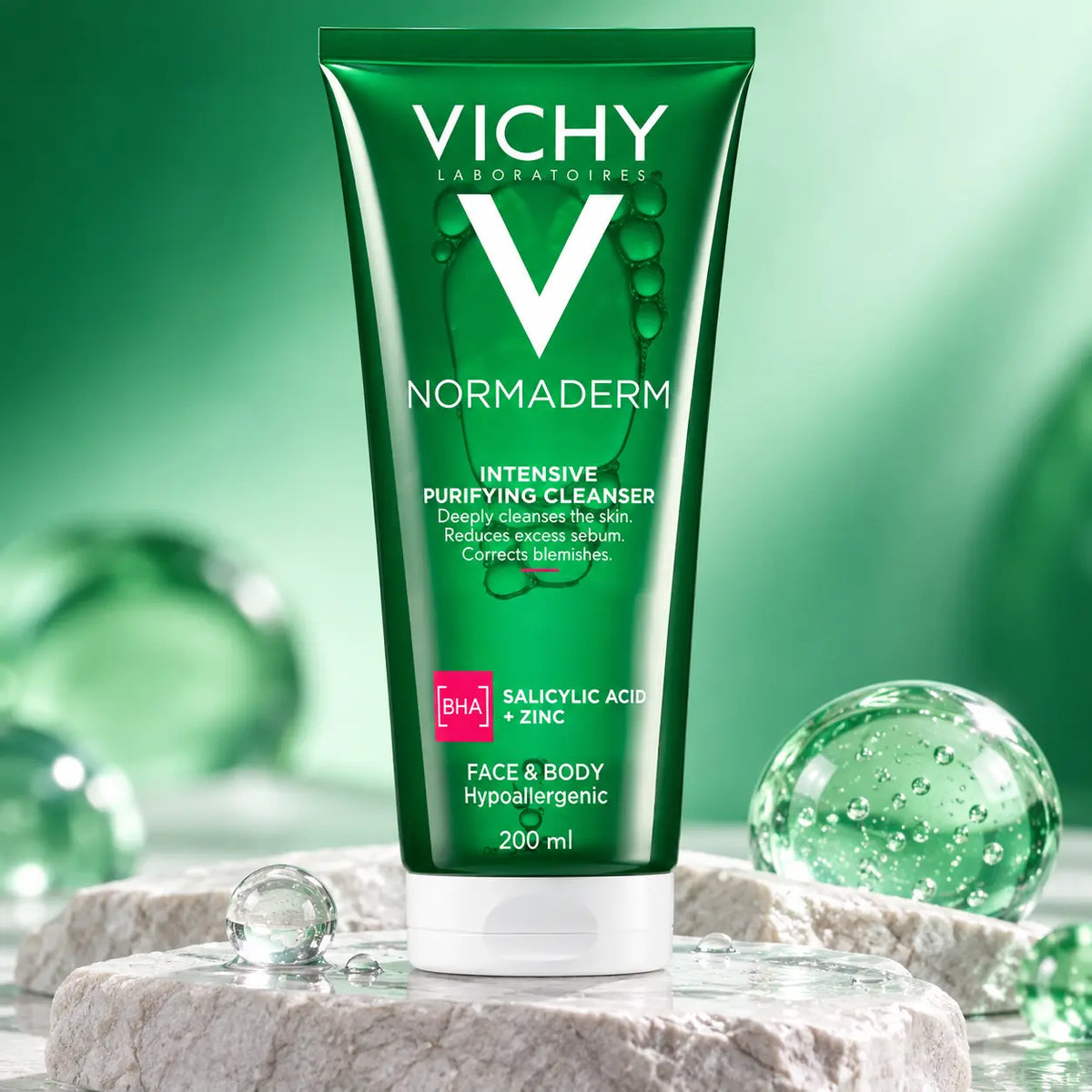 Gel Nettoyant Purifiant Intense Vichy Normaderm — Acide Salicylique & Zinc — 200 ml