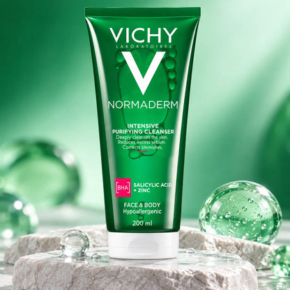 Gel Nettoyant Purifiant Intense Vichy Normaderm — Acide Salicylique & Zinc — 200 ml