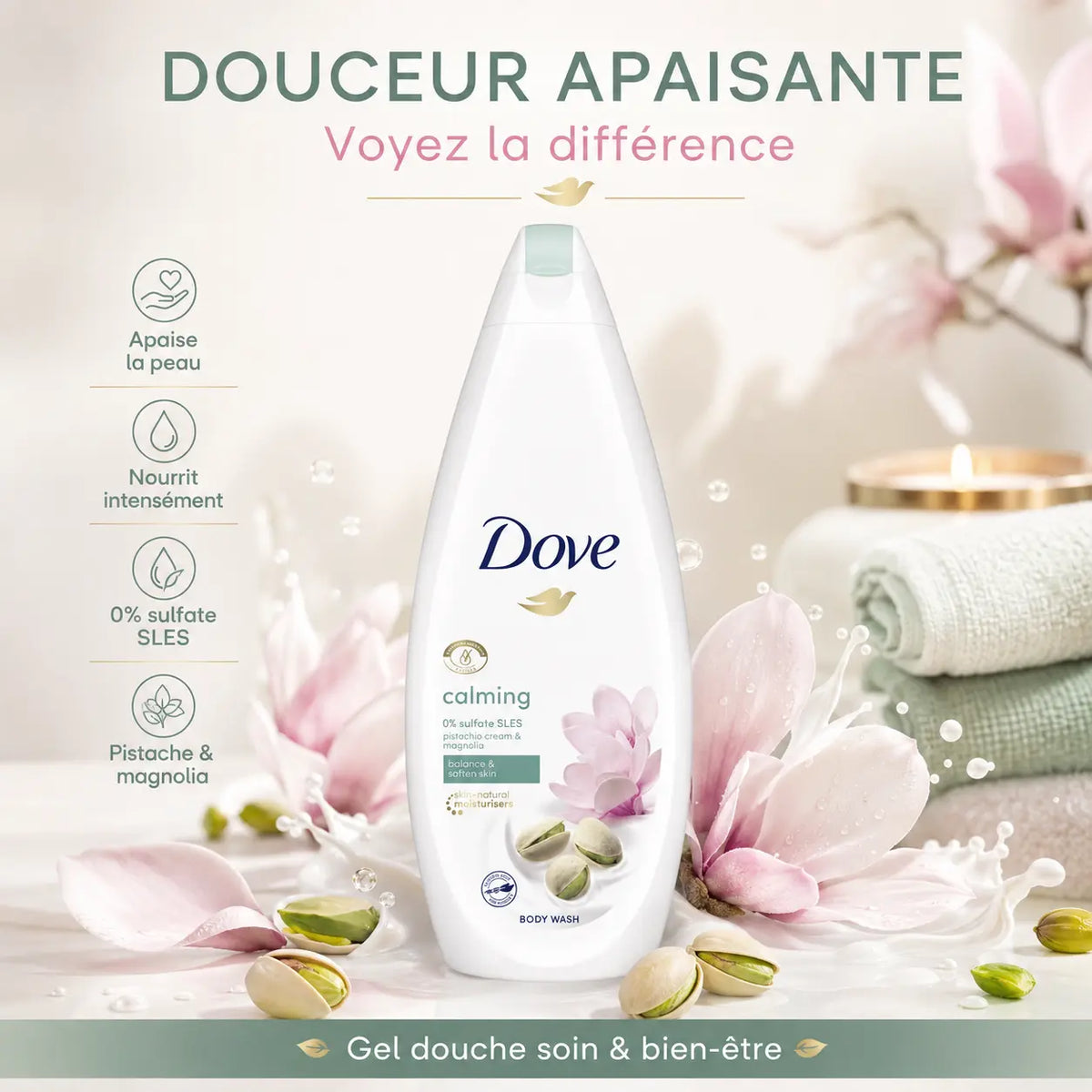 Gel douche Dove crème de pistache et magnolia — 750 ml Dove