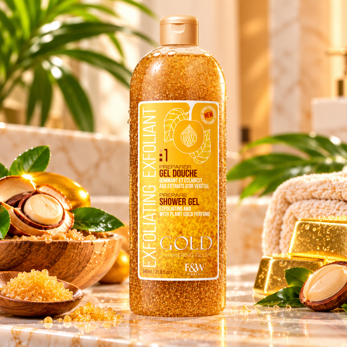Gel Douche Exfoliant Fair & White Gold Ultimate Gommage Précieux — 940 ml