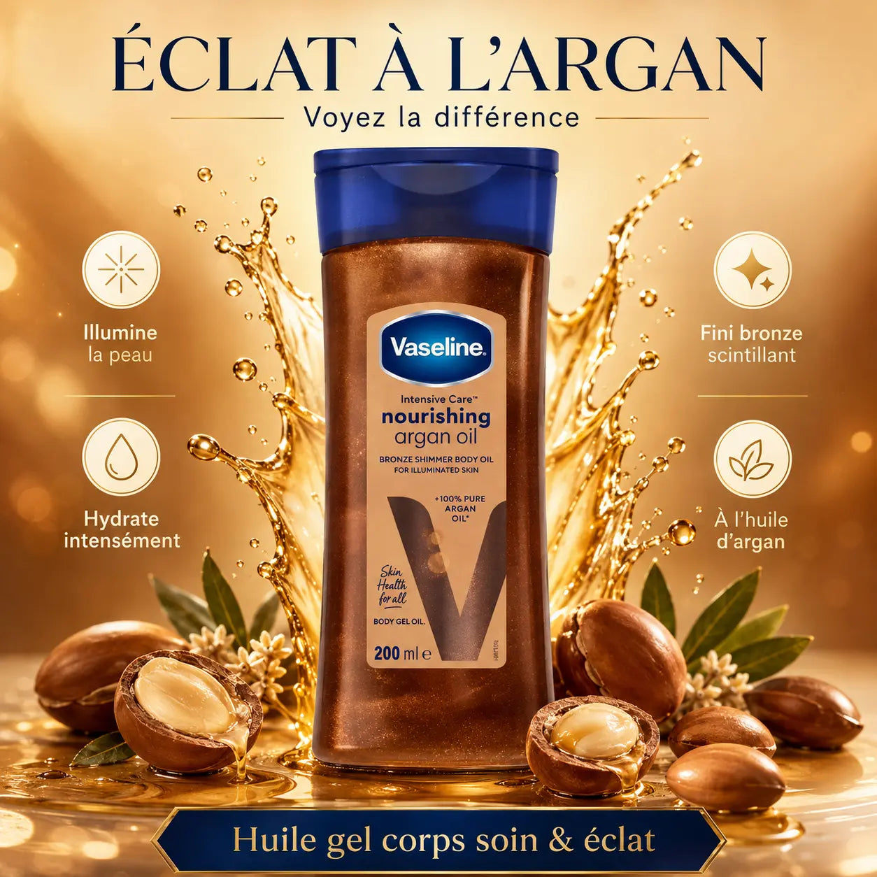 Huile pour le corps Vaseline Intensive Care Nourishing Argan Oil — 200 ml
