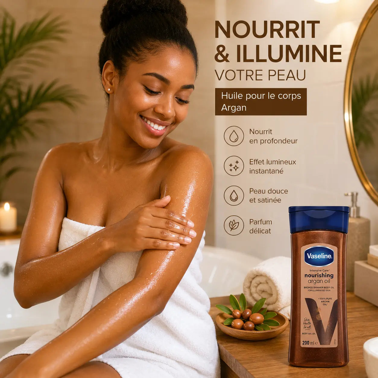 Huile pour le corps Vaseline Intensive Care Nourishing Argan Oil — 200 ml