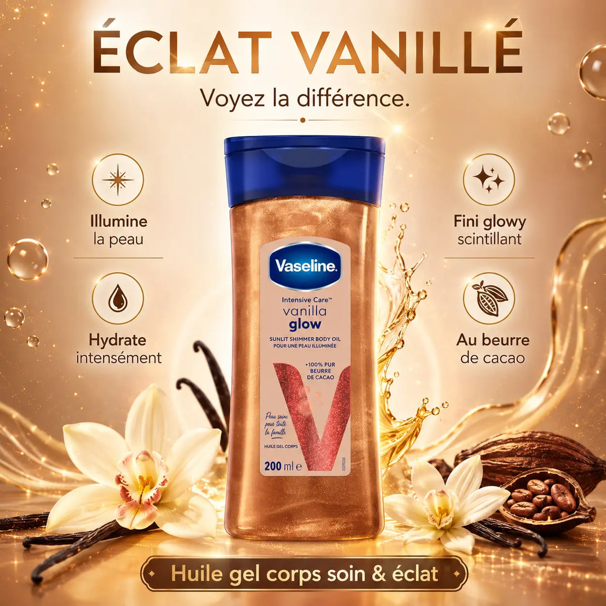 Huile pour le corps Vaseline Intensive Care Vanilla Glow — 200 ml