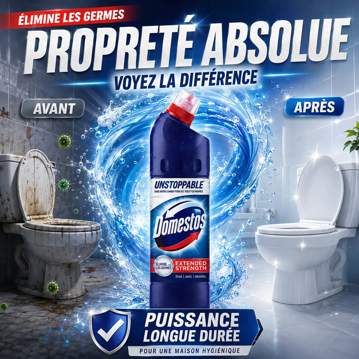 Javel Épaisse Désinfectante WC & Surfaces Domestos Original — 750 ml