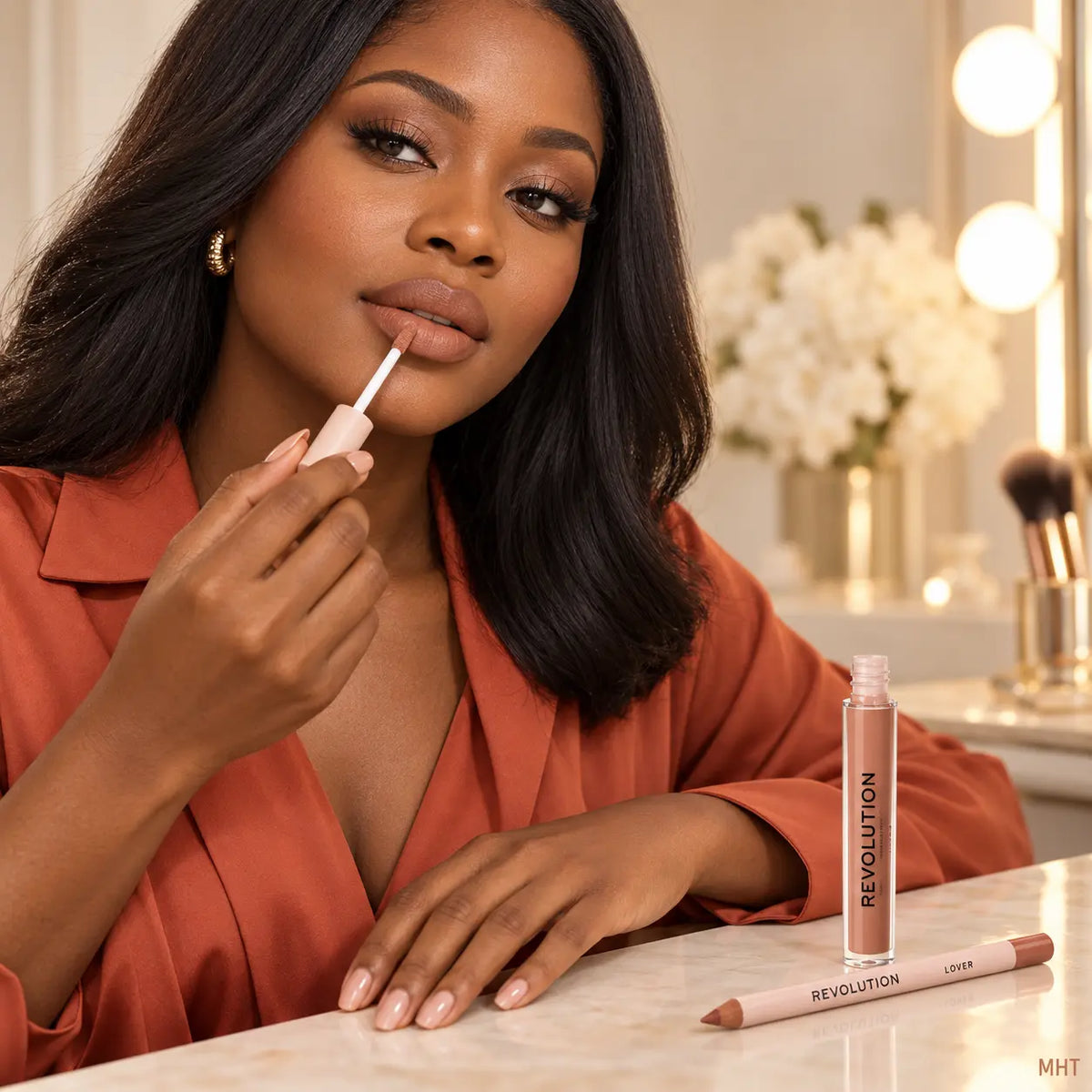 Kit Lèvres Makeup Revolution Lip Contour Brunch — Rouge à Lèvres Liquide Mat 3 ml + Crayon 0,8 g
