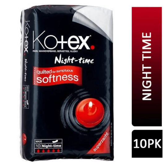 Kotex Night-tine  10 Serviettes Matelassé pour une douceur somptueuse Maxi hygiéniques KOTEX