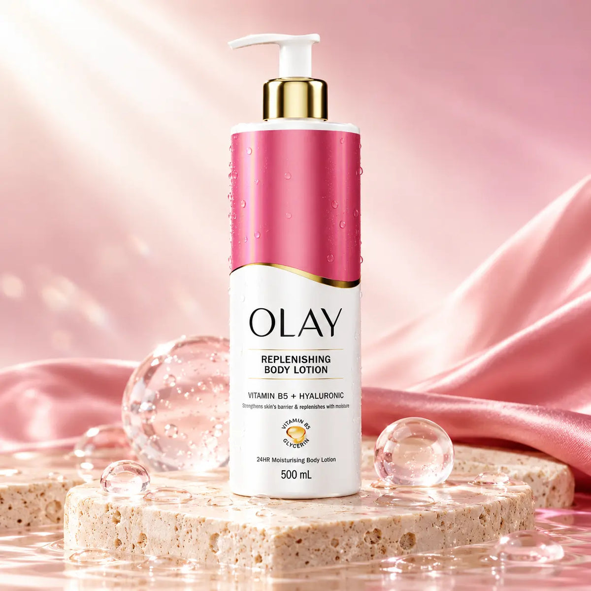 Lait Corps Hydratant Olay Replenishing Vitamine B5 + Acide Hyaluronique — 500 ml