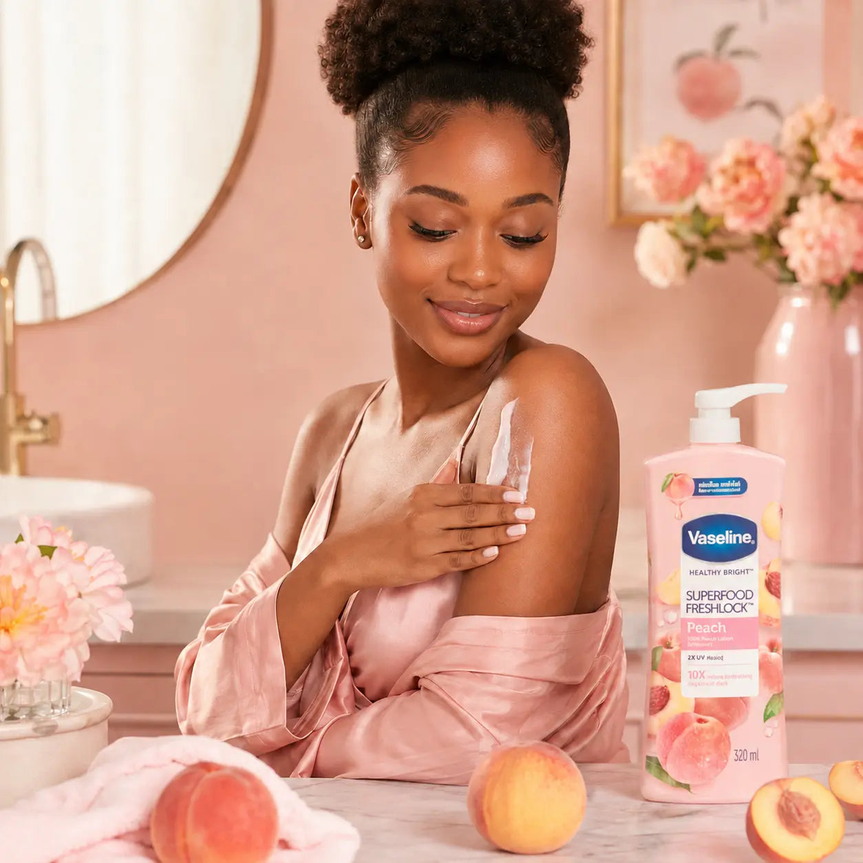 Lait Corps Vaseline Healthy Bright Superfood Freshlock Peach — 320 ml