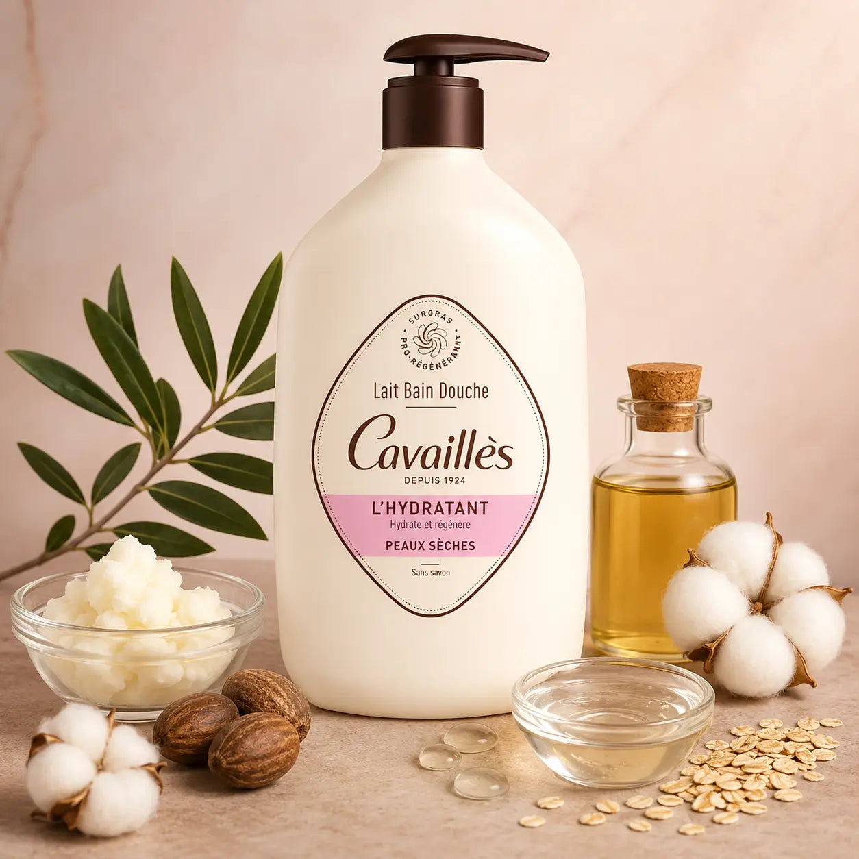 Lait bain douche hydratant Rogé Cavaillès peaux sèches — 1 L