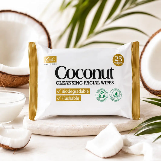 Lingettes nettoyantes visage XBC à l'eau de coco — 25 lingettes