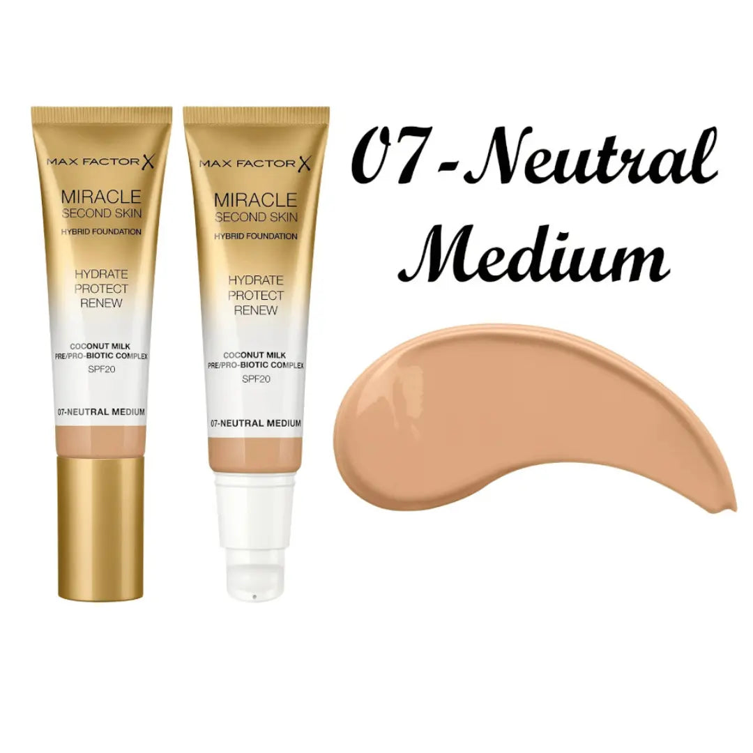 Max Factor Miracle Fond de Teint Hybride Seconde Peau SPF20 - 30ml 07 Natural Medium max factor x