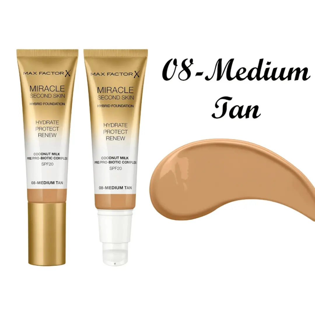 Max Factor Miracle Fond de Teint Hybride Seconde Peau SPF20 - 30ml 08 Medium Tan max factor x