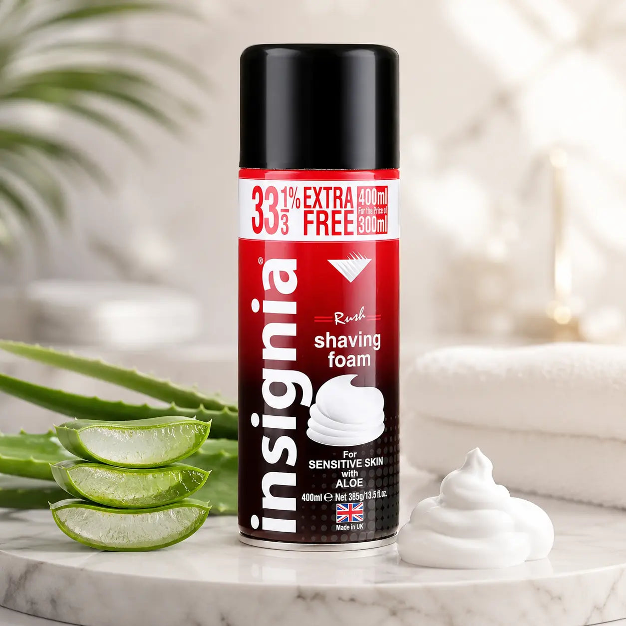 Mousse à Raser Insignia Rush Peaux Sensibles Aloe Vera — 400 ml