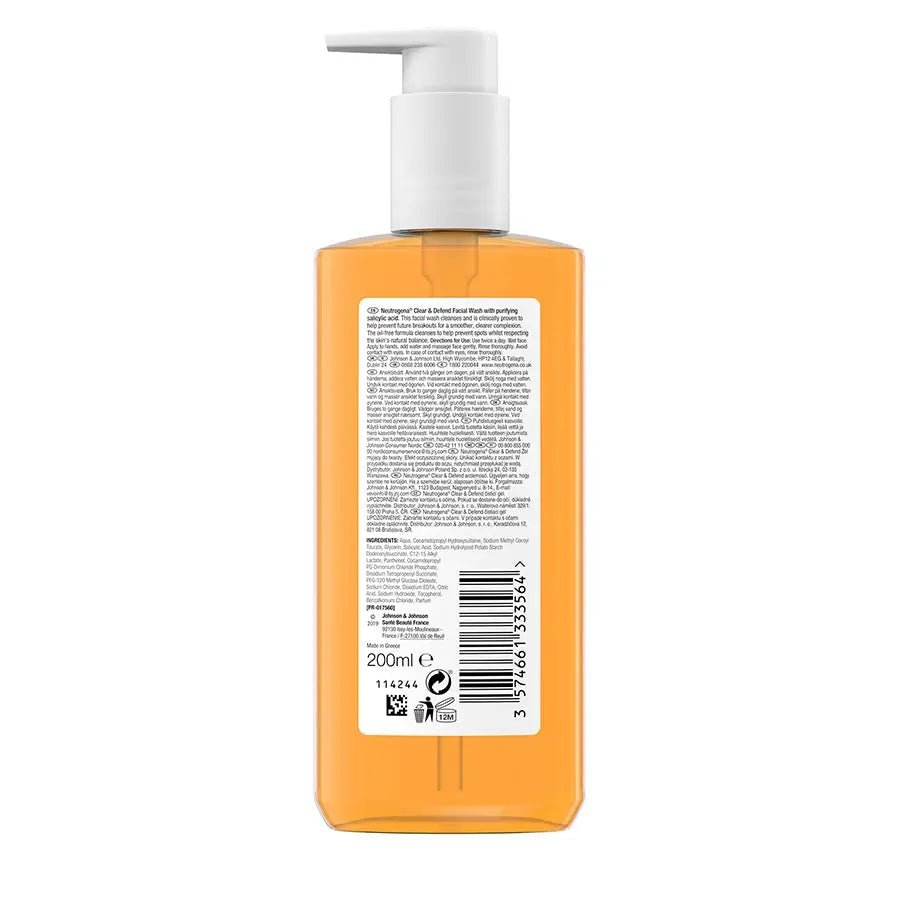 NEUTROGENA Nettoyant pour le visage à l'acide salicylique à 2 % Clear & Defend NEUTROGENA