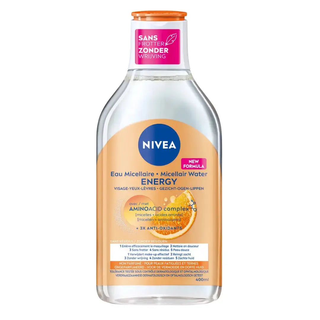 NIVEA Eau Micellaire Energie - Nettoyant Visage - Aux acides aminés - pH neutre - Vitamine C - 400 ml NIVEA