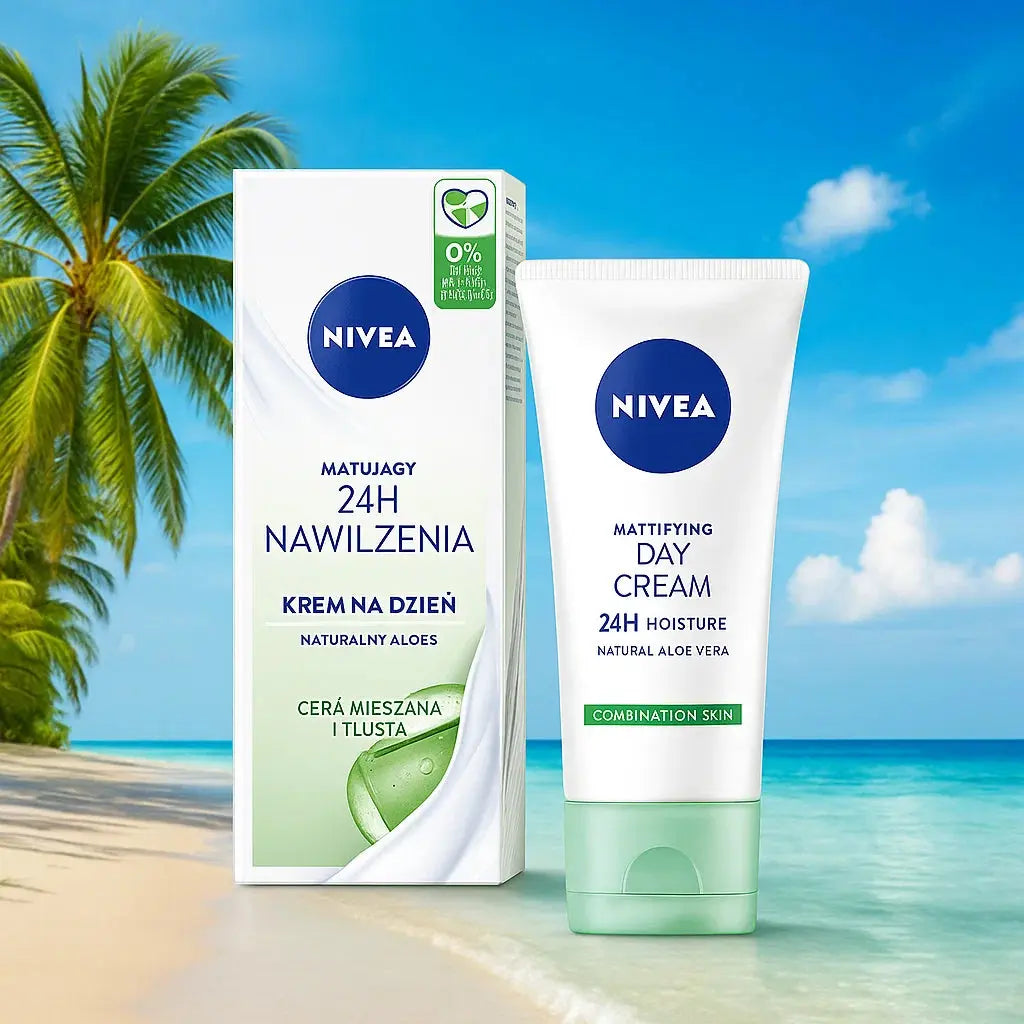 NIVEA – Crème de Jour Matifiante 24H Moisture (Aloe Vera naturel) – Peaux mixtes à grasses (50 ml) NIVEA