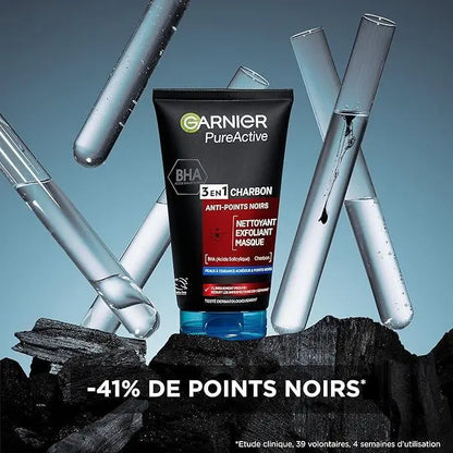 Garnier Pure Active BHA Charbon nettoyant exfoliant masque 3 en 1 150 ml