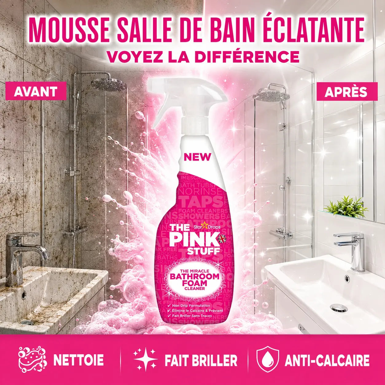Nettoyant Salle de Bain Moussant The Pink Stuff The Miracle — 750 ml